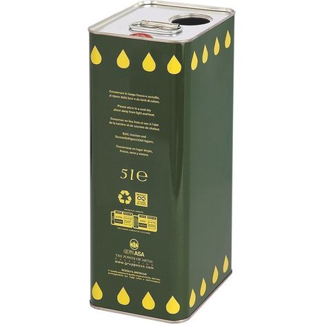 LATTINA PER OLIO SENZA TAPPO cm. 12x15x31,5 h  lt.  5 con doppio foro 12.00 pz
