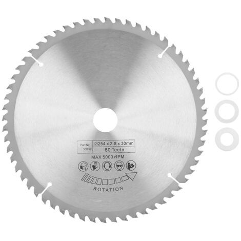 Lame circulaire carbure 254 mm 60 dents, disque TCT polyvalent pour métal, bois et plastique, coupe précise, outillage professionnel. (1/5)