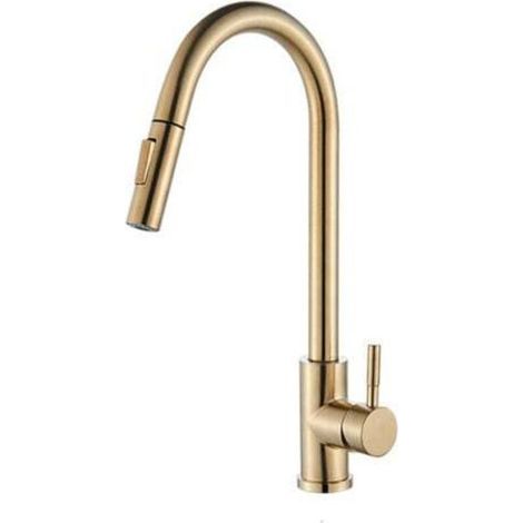 360° Kitchen Faucet with 2 Spray Modes, Single-Lever Kitchen Mixer Tap, Hot and Cold Water Available, Brushed Gold (1/4)