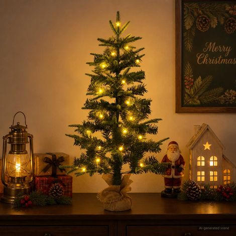 vidaXL Mini Árbol de Navidad 45 cm 25 LED Blanco Cálido PVC y PE Verde (1/5)