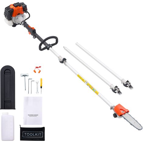 Mophorn Troncatrice a Gas a 2 Tempi da 33 cc per Alberi, Motosega per Taglio con Barra da 20,3 cm, Tagliasiepi a Batteria con Serbatoio da 850 ml, Estensione Regolabile da 2,04 m a 3,54 m