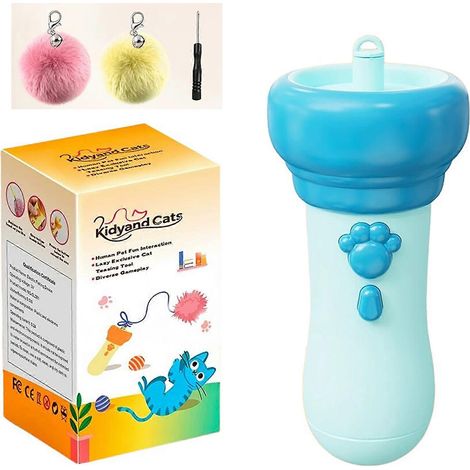 Canne à pêche électronique interactive pour chats d'intérieur, jouet de pêche électrique rechargeable par USB avec mouvements réalistes automatiques (bleu). (1/5)