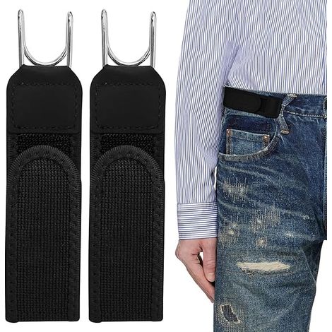 Set di 2 cinture flessibili con accessori in metallo e porta attrezzi per uomo. Cintura elastica senza fibbia, con gancio e sistema di fissaggio attrezzi, ideale per il lavoro.