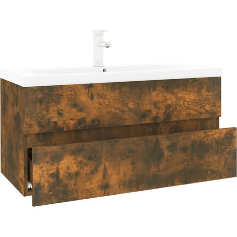 Base lavabo con vasca integrata multistrato rovere affumicato 020006871