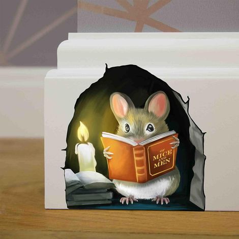 Autocollant Murale Souris - Trou de Souris Décoratif - Pour Bibliothèque Chambre Enfant Salle de Classe - Lot de 5 (1/5)