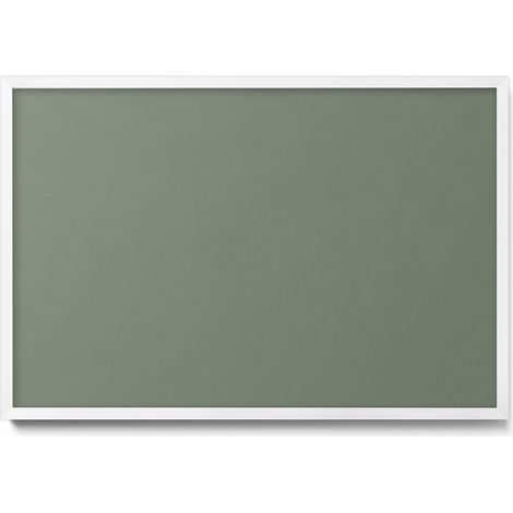 Tableau Magnétique en Métal Tableau pour Magnet - Motif Couleur olive - Minimaliste - Cadre Blanc - 60x40 cm - Plaque Magnétique