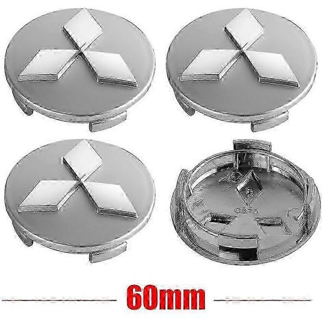 4 enjoliveurs centraux de roue d'origine de 60 mm avec logo et emblème pour Mitsubishi Ralliart Pajero EX Lancer Outlander Competition 2025