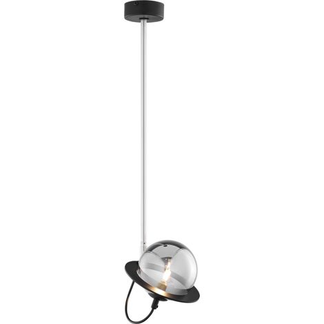 Lampada sospensione Planet nera nichel sfera fumè G9 (1/4)