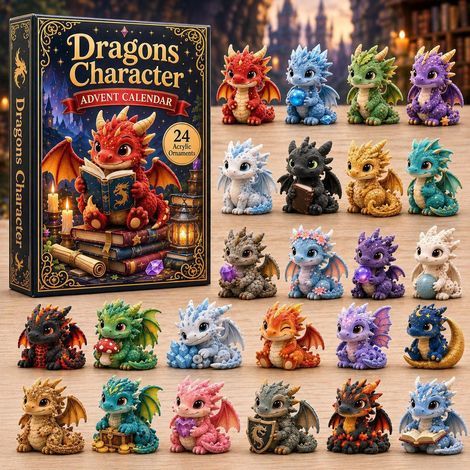 Adventskalender 2026 mit rotem Babydrachen als Lese-Event – 2D-Überraschungsbox