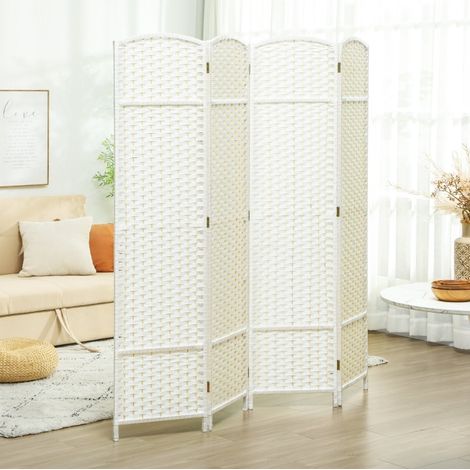 Biombo plegable de 4 paneles 160 x 170 cm de madera y polipropileno blanco DESVIAE (1/5)
