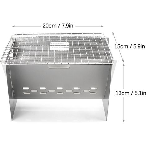 Poêle à bois de Camping pliable et Portable, en acier inoxydable, pour l'extérieur, sac à dos, cuisine avec plaque de gril (1/5)