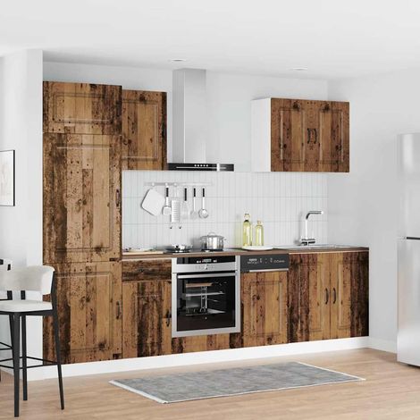 Ensemble de meubles de cuisine 7 pièces en bois d’ingénierie vieux bois - PANGIVO (1/5)