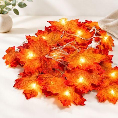 Guirlande d'automne, Decoration automne, 20 Guirlandes lumineuses, Guirlande de feuilles d'automne, Decoration halloween noel, Décoration de Thanksgiving, Decoration murale (1/5)