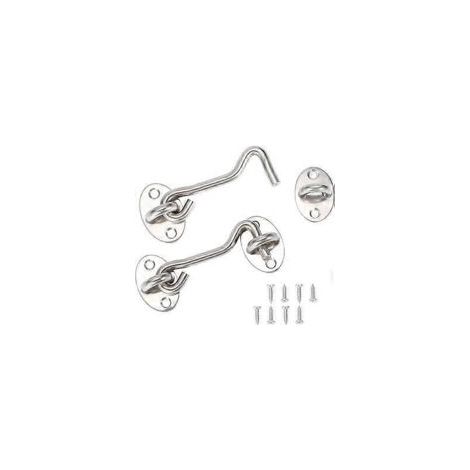 Set mit 2 Edelstahl-Hakenriegeln, Torverriegelung, Schwingfensterverriegelung für Scheunentüren mit Befestigungsschrauben (7,6 cm) - Crezuo
