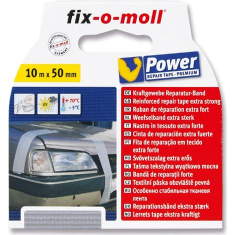 FIX-0-MOLL - 10mt x 50mm - NASTRO ADESIVO IN TESSUTO EXTRA FORTE PER RIPARAZIONI - COLORE GRIGIO
