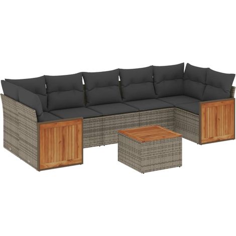 Maison Exclusive - 8-tlg. Garten-Sofagarnitur mit Kissen Grau Pol