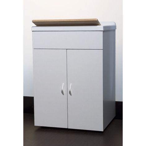Bagno Italia Lavatoio Lavapanni da 60x85hx50 pilozza con 2 ante bianco con tavola in legno (1/4)