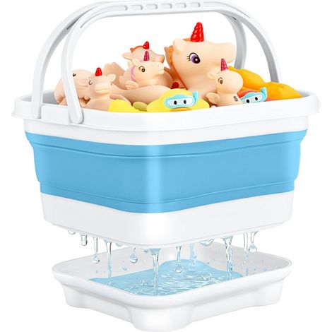 Foldable Storage Net for Bath Toys - Blue Quick Drying Rack Anti-Mould for Bathroom, Pool, Beach, Blue (1/5)