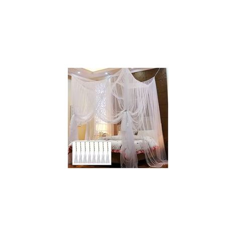 Letto matrimoniale con zanzariera, letto con zanzariera a 4 vie, 190 x 210 x 240 cm - Crezuo