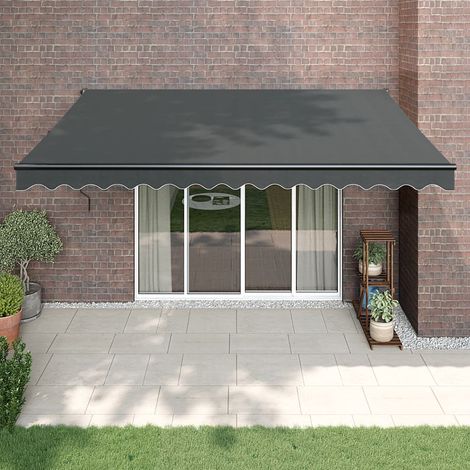 Auvent rétractable, Store Banne, Marquise Brise-soleil anthracite 4,5x3 m tissu et aluminium LKOWF22973 (1/5)