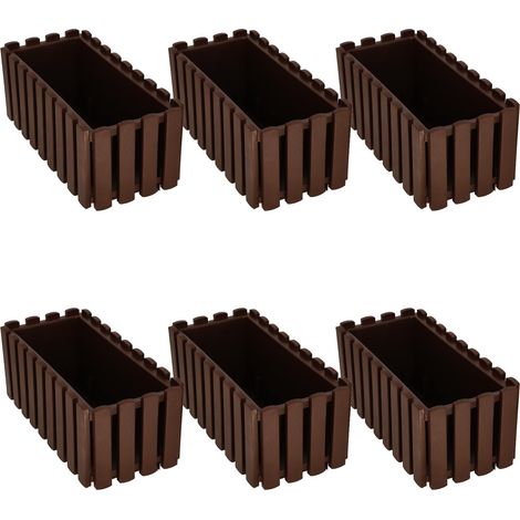 Fioriera da balcone per ringhiera, marrone rustico, 40 cm, 6 pezzi