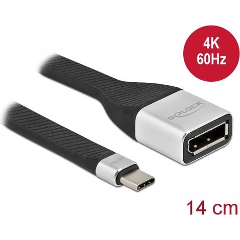 Delock Cable de cinta plana FPC USB Type-Câ¢ a DisplayPort (DP Alt Mode) 4K 60 Hz 14 cm