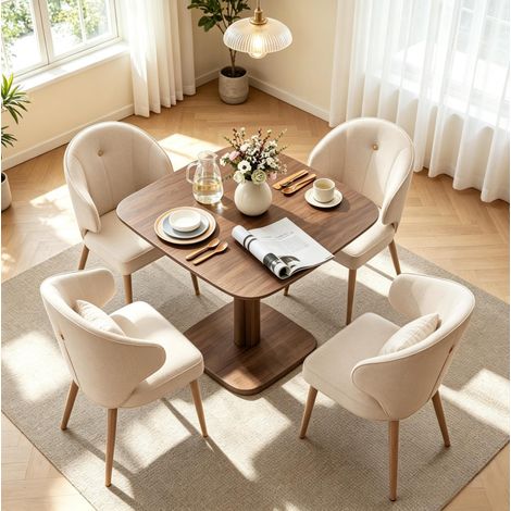 Tavolo da pranzo 70x70x75 cm in legno marrone salvaspazio FloraGrace (1/5)