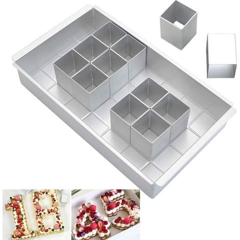 Moulle Gateau Anniversaire Chiffre avec Blocs carrés Amovibles, Moule Number Cake pour Faire Le Gateau avec n’Importe Quel Numéro et Lettre/Combinaison Libre/DIY-Fei Yu (1/5)