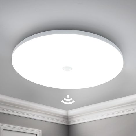 Plafonnier LED Detecteur de Mouvement 24W 2400LM 30CM Rond Lampe Plafond Moderne 6500K Blanc Froid Escalier Couloir Garage Balcon (1/5)