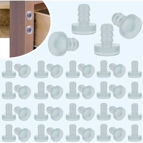 40 Pare-chocs en verre pour table avec tige et pinces en caoutchouc transparent, entretoises patio compatibles trous de 5 mm (1/5)