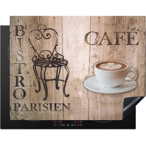 PROTECTOR DE PLACAS DE INDUCCIÓN Bistro Parisien - Café - Café - Vintage Tapa Protectora De Cocina 77x59 cm
