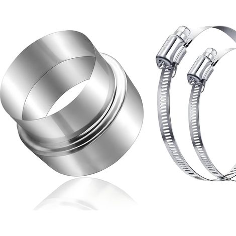 Réducteur Tuyau de Poêle 100 à 80 mm, Raccord Réduction en Acier Inoxydable avec 2 Colliers de Serrage, Adaptateur pour Conduit de Cheminée/Conduit de Fumée