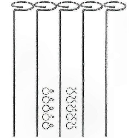 Lot de 5 tuteurs métalliques résistants pour plantes, soutien de tige unique pour jardin, piquets robustes en acier (1/5)