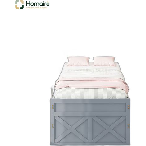 Bettgestell, und Polyester 213 x 94.5 x 105 cm, aus Massivholz, grau HOMAIRE (1/5)
