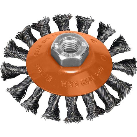 cepillo oblicuo con alambre de acero trenazdo rosca m14, ø 100 mm. alambre de ø 0,30 mm. (1/4)