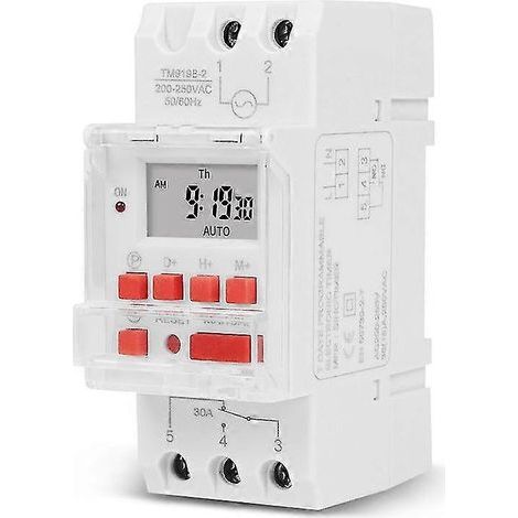 Minuterie numérique programmable TM919B 220 V 30 A, contrôleur de temps automatique DIN pour lampes et ventilateurs (1/5)