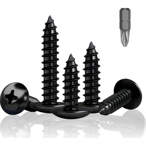 100 viti autofilettanti nere M5 x 20 mm, adatte per legno e pannelli fonoassorbenti, zincate.