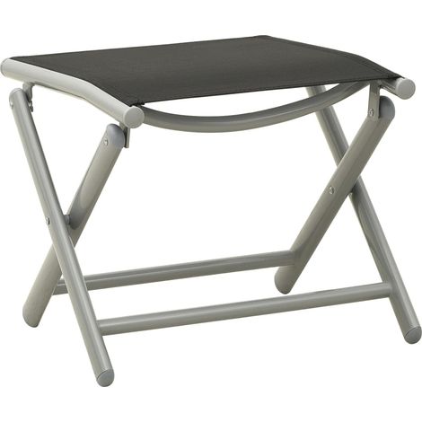 Repose-pied pliable Noir et argenté Textilène et aluminium (1/5)