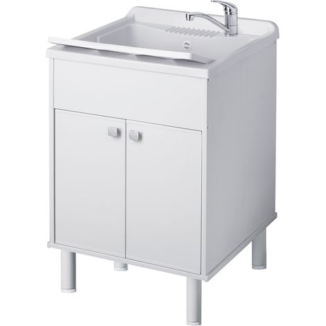 Waschbecken mit Schrank aus PVC Weiss 60x50 cm mod. Garden (1/4)