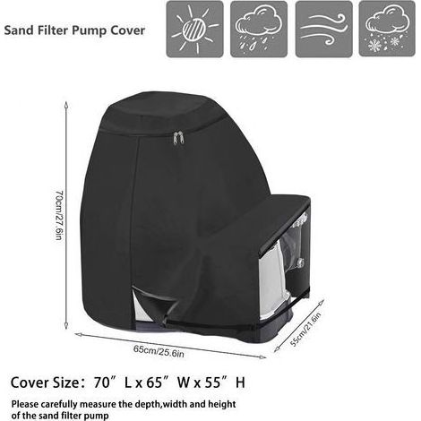 Wasserdichte und UV-beständige Abdeckung für Außenpoolpumpen – 420D-Polyesterabdeckung mit Silberbeschichtung und integriertem Sandfilter (1/5)