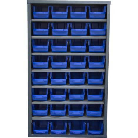 Armoire sans portes + 40 bacs 4L - bleu 760x260x1600 - VISO