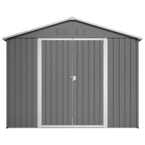 Gerätehaus Metall - Gartenschuppen Anthrazit - Werkzeugschuppen Verzinktes Stahlblech 229x180 cm - Doppelschiebetür - Wetterfest