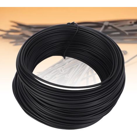 Fil de ligature en fer galvanisé électroplaqué 0,9/40 m, fil de ligature en PVC, fil de ligature noir pour câbles optiques de télécommunications. (1/5)
