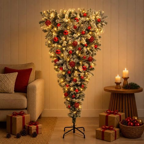 vidaXL Upside-down Artificial Hinged Christmas Tree 150 cm 150 LEDs (1/5)