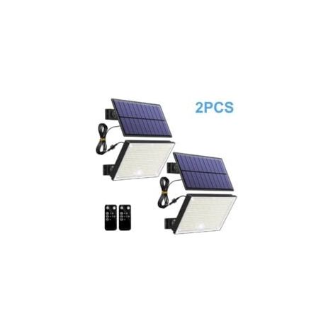 Lampes solaires d'extérieur, 3 modes, détecteur de mouvement, avec télécommande, pour jardin, terrasse, garage, lot de 2 (1/5)