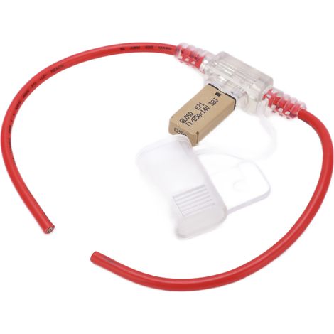 Porte-fusible étanche 31,5cm 12AWG avec fusible 5A réarmable automatique, TPE+PVC, pour camping-car, yacht, camion (1/5)