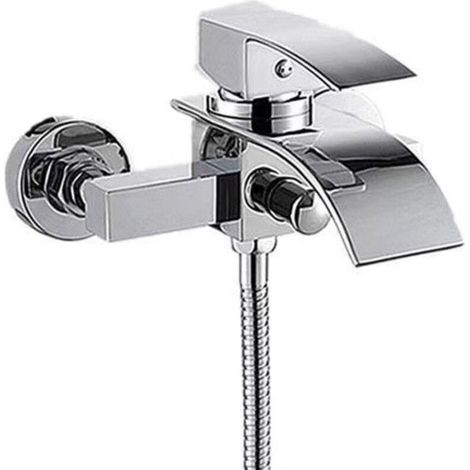 Mitigeur Cascade Monocommande Laiton Baignoire Douche Pressostat Installation Facile Argent (1/4)