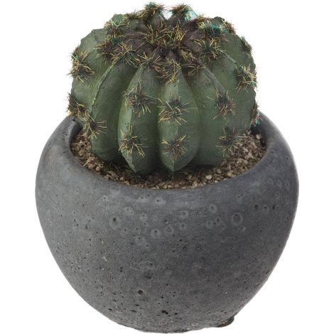 Cactus artificiale in vaso di cemento h11,5 cm - Atmosphera créateur d'intérieur (1/5)
