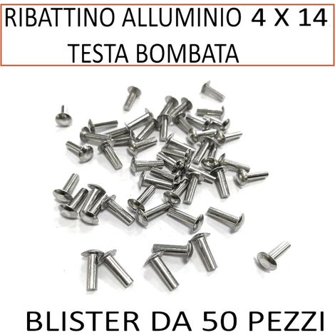 RIBATTINO ALLUMINIO 4 X 14 TESTA BOMBATA (CONF.50 PZ)