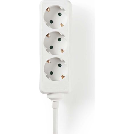 Abzweigstecker schutzkontakt typ f cee 77 3 fach 300 m 3680 w 16 a erdungsart seitenkontakt 230 v ac 5060 hz steckdosenwinkel 45 - h05vv f 3g15mm wei 3861 (1/3)